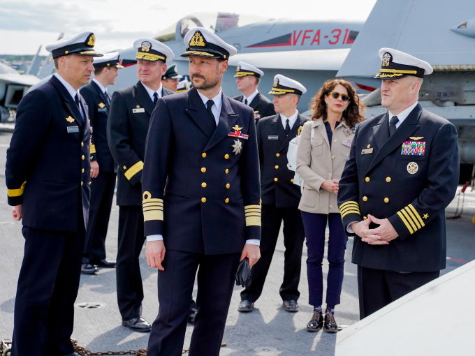 Crown Prince Haakon aboard the aircraft carrier USS Gerald R. Ford. Photo: Liv Anette Luane, The Royal Court